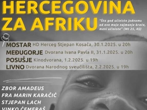 Narod Hercegovine za djecu Afrike: Humanitarni koncerti u četiri grada