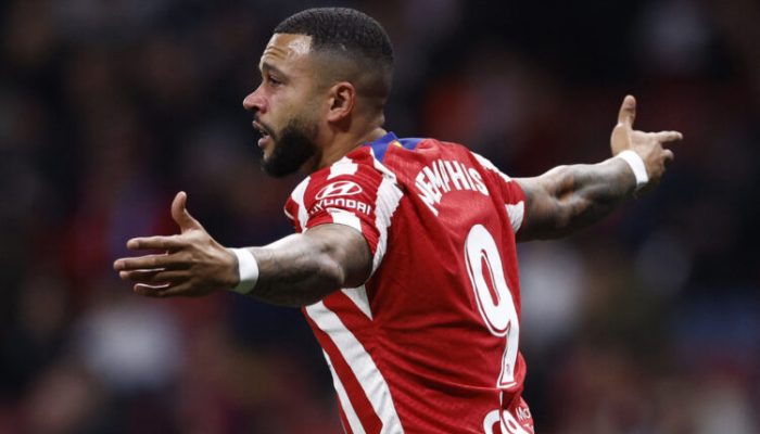 Soccer Football - LaLiga - Atletico Madrid v Getafe - Metropolitano, Madrid, Spain - February 4, 2023 Atletico Madrid's Memphis Depay reacts REUTERS/Juan Medina