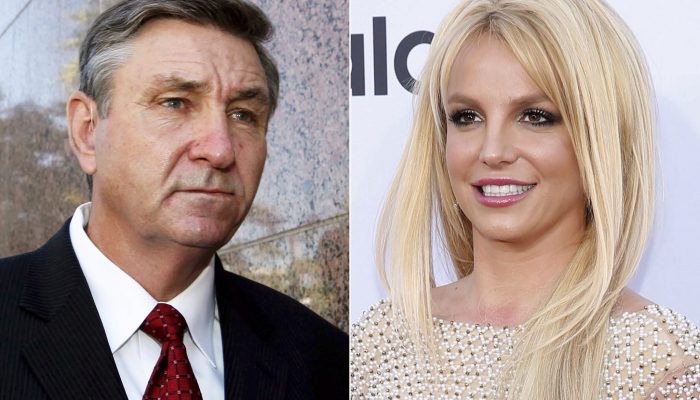 Jamie Spears, father of singer Britney Spears, leaves the Stanley Mosk Courthouse in Los Angeles on Oct. 24, 2012, left, and Britney Spears arrives at the Billboard Music Awards in Las Vegas on May 17, 2015. Spears’ father has asked the court overseeing his daughter’s conservatorship to investigate her statements to a judge last week on the court’s control of her medical treatment and personal life.  James Spears emphasized that in 2019 he relinquished his power over his daughter's personal affairs, and has control only over her money. (AP Photo)