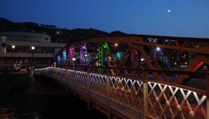 Eiffel_Bridge_on_Miljacka_River_at_night