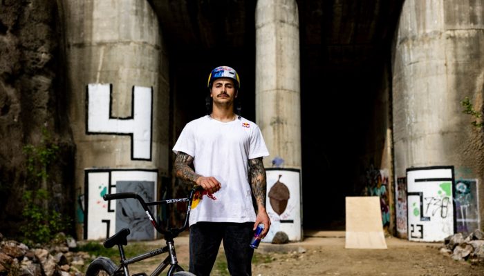 George Ntavoutian poses for a portrait during the Full Pipe project in Trikala, Greece on April 8, 2024. // Alex Grymanis / Red Bull Content Pool // SI202404230650 // Usage for editorial use only //